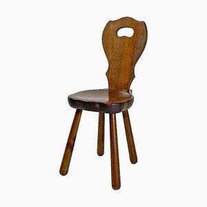 Italian Art Deco Wooden Chair with Rounded Profiles, 1940s