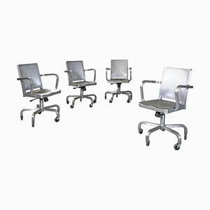 American Modern Hudson Swivel Chairs in Brushed Aluminum attributed to Starck for Emeco, 2000s, Set of 4
