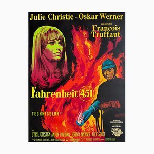 Póster de película Fahrenheit 451 French Grande Film de Guy Gerard Noel, 1967