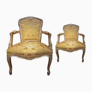18th Century Tuscan Gilded Armchairs, Set of 2