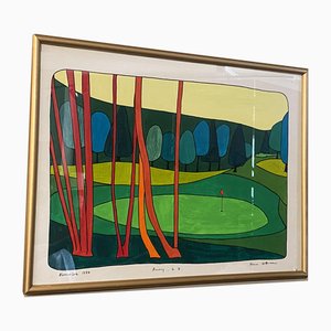 Pierre Wittmann, Golf, Annecy, 1970er, Kunstwerk auf Papier, gerahmt