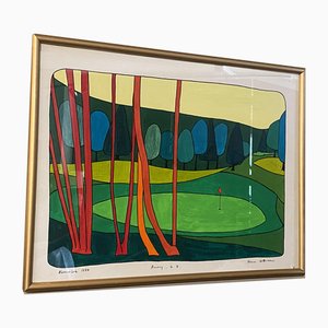 Pierre Wittmann, Golf, Annecy, años 70, Obra de arte en papel, Enmarcado