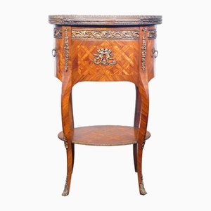Louis XV Style Bedside Table in Inlaid Wood