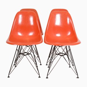 Orange DSR Stühle von Charles Eames, 2000er, 4er Set