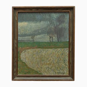 Ludwig Ernst Ronig, Paysage Impressionniste, 20e Siècle, Huile sur Toile, Encadrée