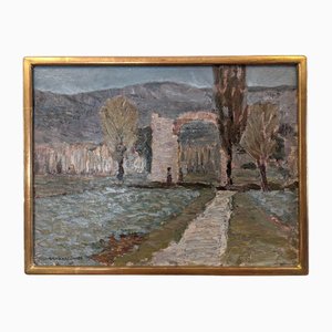 Italian Valley, 1950s, Peinture à l'Huile, Encadré