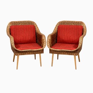 Fauteuils en Rotin, 1960s, Set de 2