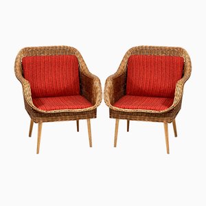 Set of Rattan Lounge Chairs, 1960s
