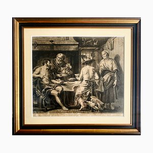 Lauwers after Jordaens, Jupiter & Mercury & Zeus & Hermes, 17th Century, Etching, Framed