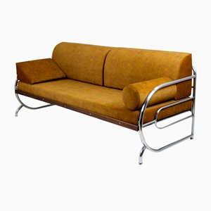 Bauhaus Tubular Chrome & Steel Sofa from Hynek Gottwald, 1930s