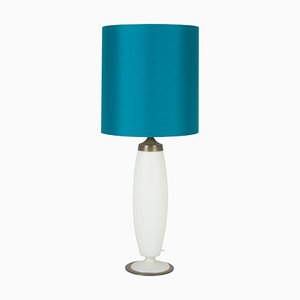 Brass & Opaline Glass Table Lamp by Bruno Gatta for Stilnovo, 1950s
