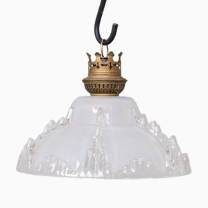 Lámpara colgante Mid-Century de vidrio helado