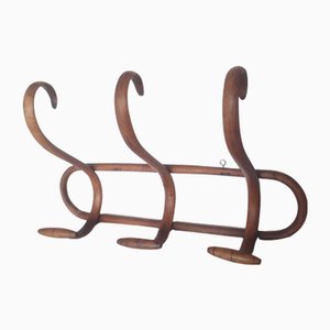 Vintage Bentwood Wall Coat Rack in the style of Thonet, 1960s.