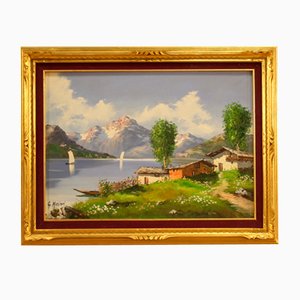 Italian Artist, Landscape, 1980, Oil on Canvas, Framed
