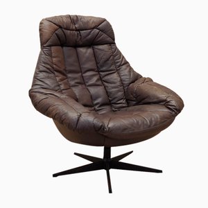 Fauteuil Pivotant en Cuir par HW Klein pour Bramin, Danemark, 1960s