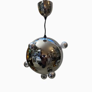 Space Age Chrome Ball Ceiling Lamp, 1970s