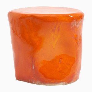 Small Ceramic Side Table in Orange Glaze by Project 213A
