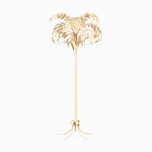 Cremeweiße Hollywood Regency Stehlampe aus Palmen von Hans Kögl, 1970er