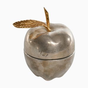Bomboniera Hollywood Regency a forma di mela in ottone e metallo