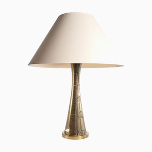Scandinavian Modern Brass Table Lamp attributed to Sonja Katzin for Asea, Sweden, 1950s