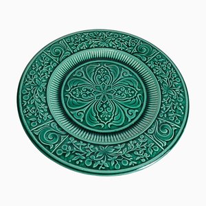 Large Scandinavian Modern Green Plate from Arol Ceramic, Norway, 1950s