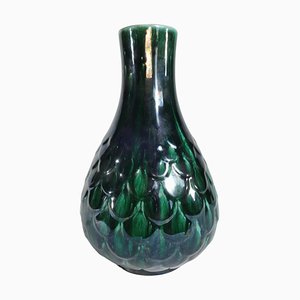 Vaso verde in ceramica di Vicke Lindstrand per Upsala Ekeby, anni '50