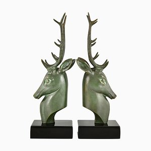 Art Deco Bronze Deer Bookends by Georges Garreau., 1930, Set of 2