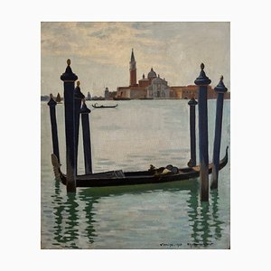 Roger Henri Jean-Mairet, Venecia, 1947, óleo sobre lienzo, enmarcado