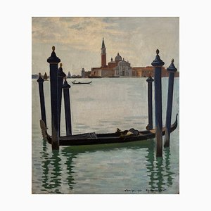 Roger Henri Jean-Mairet, Venise, 1947, Huile sur Toile, Encadrée