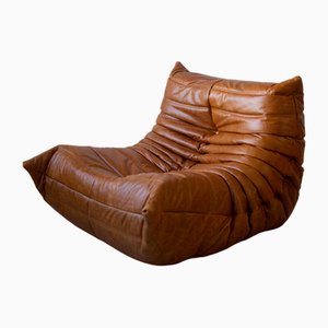 Pine Leather Togo Lounge Chair by Michel Ducaroy for Ligne Roset