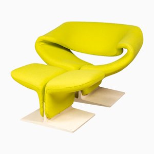 20. Jh. Ribbon Chair & Fußhocker von Pierre Paulin für Artifort, Frankreich, 1960er, 2er Set