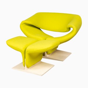 Chaise Ribbon & Repose-pieds 20ème Siècle par Pierre Paulin pour Artifort, France, 1960s, Set de 2