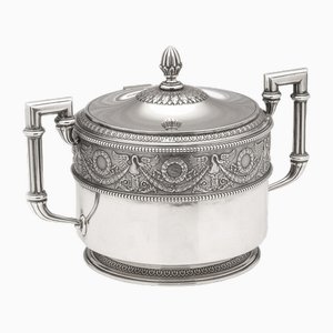 20th Century Russian Faberge Silver Lidded Sugar Bowl, Moscow, c.1900