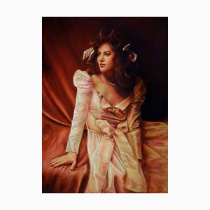 Luigi Aquino, Frauenporträt, Öl auf Leinwand