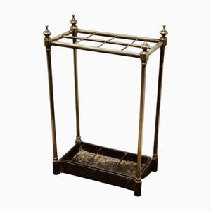 Victorian Brass and Cast Iron Walking Stick Stand or Umbrella Stand, 1890s