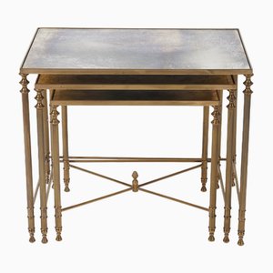 Brass Nesting Standing Tables, Set of 3