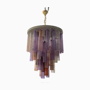 Lampadario tubolare in vetro di Murano, anni '80