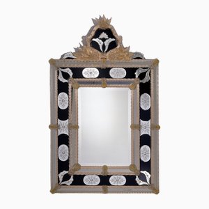 Specchio Ca' Noghera in vetro di Murano nero di Fratelli Tosi