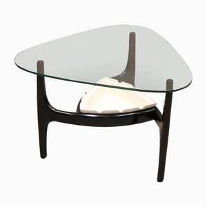 Mid-Century Glazed Triform Ebonised Coffee Table with Royal Haeger Ceramic Insert by Adrian Pearsall for Tonk, USA, 1960s