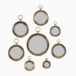 20th Century Striking Collection of Pocket Watch Shaped Mirrors, 1970s, Set of 8
