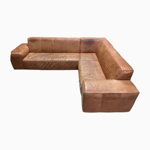 Großes Leder Ecksofa, 1980er