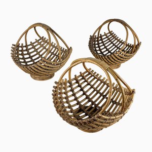 Bamboo Baskets, Italy, 1960s, Set of 3