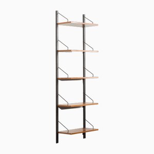 Walnut Bookshelves with Black Rails and Hardware by Poul Cadovius, 1960