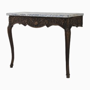 19th Century French Wooden Console Table with Marble Top