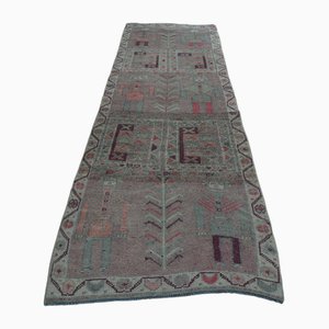 Tapis Runner Oushak Vintage Motifs Humains en Laine, 1960s