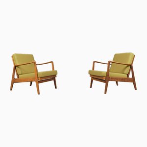 Green New Upholstery Adjustable Scandinavian Armchairs, 1960s, Set of 2