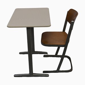 Vintage Schulschreibtisch und Stuhl, 2er Set