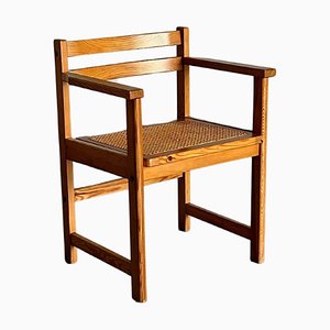 Mid-Century Modern Italian Wooden Dining Chair in Beech and Cane, 1960s