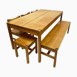 Table Set attributed to Illmari Tapiovaara for Laukaa Wood, Finland, 1960s, Set of 6