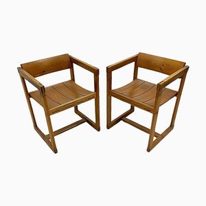 Pine Dining Armchairs attributed to Edvin Helseth for Stange Bruk, Norway, 1960s, Set of 2